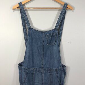 Gap Overalls Women's 10/30 R Blue Denim Pull On Button Side Zip Wide Leg Pockets